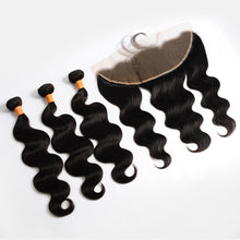 Load image into Gallery viewer, 10a Body Wave Bundles With Closure Hair Bundles With 13x4 Frontal Human Hair Frontal With Bundle Remy Hair Extension