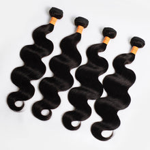 Load image into Gallery viewer, 10a Hair Body Wave Human Hair Weave Bundles 4pc Virgin Hair Bundles Natural Black Hair Extensions