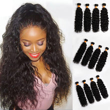 Load image into Gallery viewer, 10a Water Wave Human Hair 4 Bundles Deal Brazilian Hair Weave Bundles Virgin Remy Hair Extensions Natural Black