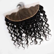 Load image into Gallery viewer, 10a Water Wave Human Hair Bundles With 13x4 Frontal Closure Brazilian Hair Weave Bundles With Lace Frontal Closure Virgin Hair