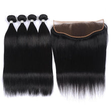 Load image into Gallery viewer, 8A Brazilian Straight 4 Bundles With 13x4 Lace Frontal 100% Human Hair