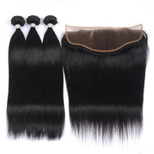 Load image into Gallery viewer, 8A Straight 3 Bundles With 13x4 Frontal 100% Human Hair 10-28 Inches