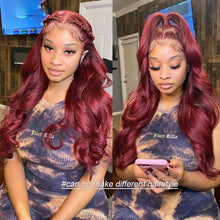Load image into Gallery viewer, 99J Body Wave Lace Front Wig Brazilian Remy Hair Wig Transparent Lace Front Wig
