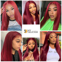 Load image into Gallery viewer, 99J Lace Front Wig Straight Human Hair For Women Peruvian Deep Part Wig