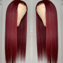 Load image into Gallery viewer, 99J Lace Front Wig Straight Human Hair For Women Peruvian Deep Part Wig