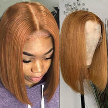 Load image into Gallery viewer, Blonde Short Bob Wig Straight Human Hair Wigs 13X1 Lace Front Wig