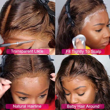 Load image into Gallery viewer, Body Wave Dark Brown Peruvian Human Hair Wig Transparent Lace Front Wig