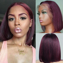 Load image into Gallery viewer, Brazilian Burgundy Bob Straight Human Hair Wigs For Women