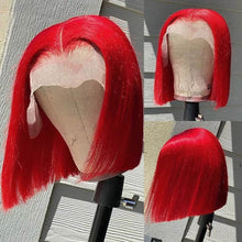 Load image into Gallery viewer, Brazilian Straight Short Bob Wig Red Human Hair