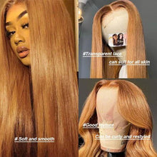 Load image into Gallery viewer, Ginger Blonde Human Hair Wigs Straight Brazilian Transparent Lace Front Wigs