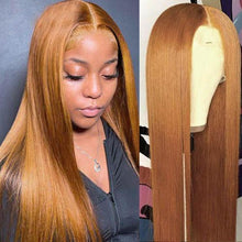 Load image into Gallery viewer, Ginger Blonde Human Hair Wigs Straight Brazilian Transparent Lace Front Wigs