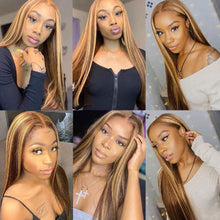 Load image into Gallery viewer, Highlight Human Hair Wigs Peruvian Straight Wigs Ginger Lace Front Wigs