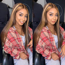Load image into Gallery viewer, Highlight Human Hair Wigs Peruvian Straight Wigs Ginger Lace Front Wigs