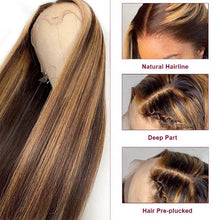 Load image into Gallery viewer, Highlight Human Hair Wigs Peruvian Straight Wigs Ginger Lace Front Wigs