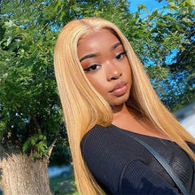 Load image into Gallery viewer, Honey Blonde Human Hair Wig Transparent lace Wigs Ginger blonde lace front wig Peruvian Straight human hair wigs