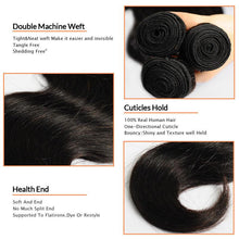Load image into Gallery viewer, NY Virgin Hair 10a body wave human hair 3 Bundles+4x4 Lace Closure