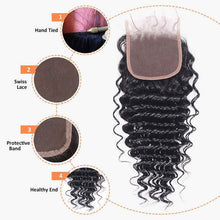 Load image into Gallery viewer, NY Virgin Hair 10a deep wave human hair 3 Bundles+4x4 Lace Closure