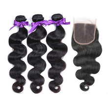 Load image into Gallery viewer, NY Virgin Hair 8a Brazilian Body Wave 3 Bundles With 4x4 Closure 100% Human Hair