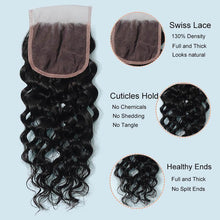 Load image into Gallery viewer, NY Virgin Hair 9a water wave human hair 3 Bundles+4x4 Lace Closure