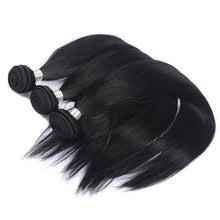 Load image into Gallery viewer, NY Virgin Remy Hair 8A Straight Hair Extensions 3 Bundle With Swiss 4x4 Lace Closure
