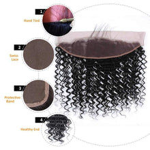 Load image into Gallery viewer, NY Virgin Hair 8a deep wave human hair 3 Bundles+13x4 Lace Frontal