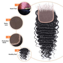 Load image into Gallery viewer, NY Virgin Hair 8a deep wave human hair 3 Bundles+4x4 Lace Closure