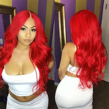 Load image into Gallery viewer, Red Body Wave Lace Front Human Hair Wig Brazilian Pre Plucked 150%