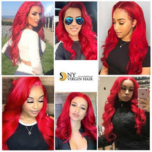 Load image into Gallery viewer, Red Body Wave Lace Front Human Hair Wig Brazilian Pre Plucked 150%