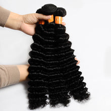 Load image into Gallery viewer, 10a Deep Wave Brazilian Virgin Human Hair Extension 4pcs Lot 10"- 28" Natural Color 100% Human Hair Weave Bundles
