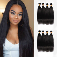Load image into Gallery viewer, NY Virgin Hair 10a straight 4 Bundles Natural color Brazilian Hair Weave Bundles virgin Human Hair Extensions 10-28 Inch
