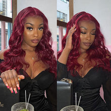 Load image into Gallery viewer, 99J Body Wave Lace Front Wig Brazilian Remy Hair Wig Transparent Lace Front Wig
