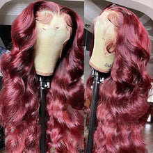 Load image into Gallery viewer, 99J Body Wave Lace Front Wig Brazilian Remy Hair Wig Transparent Lace Front Wig

