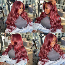 Load image into Gallery viewer, 99J Body Wave Lace Front Wig Brazilian Remy Hair Wig Transparent Lace Front Wig
