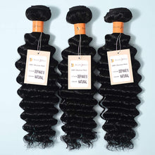 Load image into Gallery viewer, 9A Deep Wave 3 Bundles Virgin Hair Weave Bundles Natural Black Color Hair Extensions
