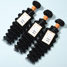 Load image into Gallery viewer, 9A Deep Wave 3 Bundles Virgin Hair Weave Bundles Natural Black Color Hair Extensions
