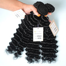 Load image into Gallery viewer, 9A Deep Wave 3 Bundles Virgin Hair Weave Bundles Natural Black Color Hair Extensions

