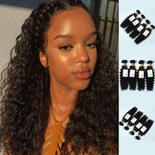 Load image into Gallery viewer, 9a Deep Wave 4 Bundles 100% Human Hair Extensions Virgin Hair Bundles 10-28 inch Natural Black
