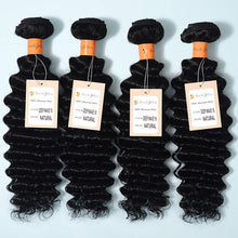 Load image into Gallery viewer, 9a Deep Wave 4 Bundles 100% Human Hair Extensions Virgin Hair Bundles 10-28 inch Natural Black
