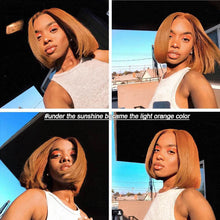 Load image into Gallery viewer, Blonde Short Bob Wig Straight Human Hair Wigs 13X1 Lace Front Wig
