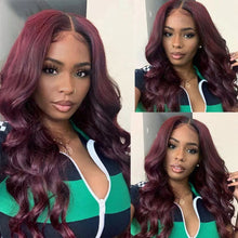 Load image into Gallery viewer, Brazilian Body Wave Lace Front Wig Colored Burgundy Human Hair Wig

