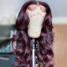 Load image into Gallery viewer, Brazilian Body Wave Lace Front Wig Colored Burgundy Human Hair Wig

