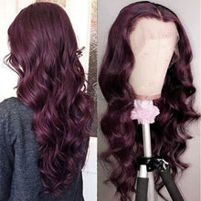 Load image into Gallery viewer, Brazilian Body Wave Lace Front Wig Colored Burgundy Human Hair Wig
