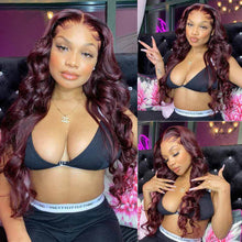 Load image into Gallery viewer, Brazilian Body Wave Lace Front Wig Colored Burgundy Human Hair Wig
