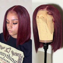 Load image into Gallery viewer, Brazilian Burgundy Bob Straight Human Hair Wigs For Women
