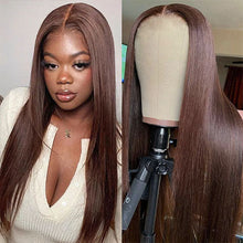 Load image into Gallery viewer, Dark Brown Human Hair Wigs Lace Front Wigs Brazilian Straight Wi
