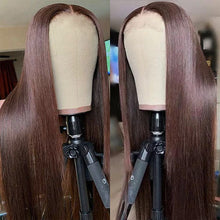 Load image into Gallery viewer, Dark Brown Human Hair Wigs Lace Front Wigs Brazilian Straight Wi
