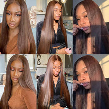 Load image into Gallery viewer, Dark Brown Human Hair Wigs Lace Front Wigs Brazilian Straight Wi
