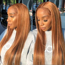 Load image into Gallery viewer, Ginger Blonde Human Hair Wigs Straight Brazilian Transparent Lace Front Wigs
