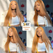 Load image into Gallery viewer, Ginger Blonde Human Hair Wigs Straight Brazilian Transparent Lace Front Wigs
