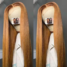 Load image into Gallery viewer, Ginger Blonde Human Hair Wigs Straight Brazilian Transparent Lace Front Wigs
